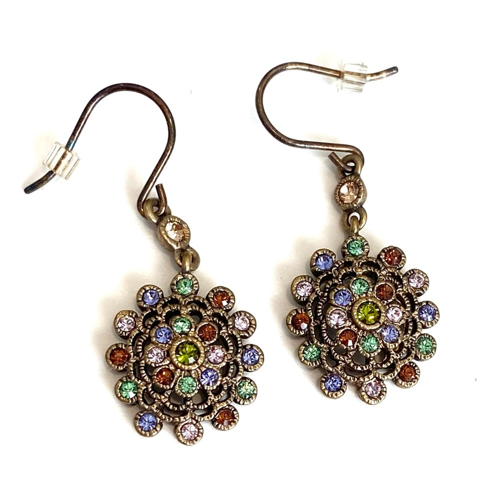 Multicolor flower dangle earrings vintage